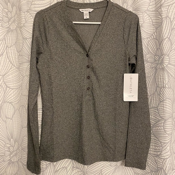 NWT Athleta Uptempo Ribbed Henley Top - Picture 3 of 7